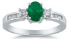 1.17CT DIAMOND & AAA EMERALD 14KT WHITE GOLD 3D OVAL & ROUND 3 STONE LOVE RING