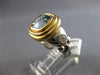 LARGE 3.2CT DIAMOND & AAA AQUAMARINE 14K 2 TONE GOLD CUSHION ROUND 3 STONE RING