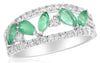 1.38CT DIAMOND & AAA EMERALD 14K WHITE GOLD ROUND MARQUISE & PEAR SHAPE FUN RING