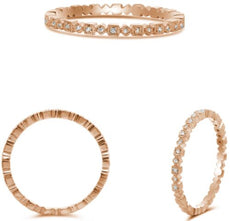 .03CT DIAMOND 14K ROSE GOLD ROUND & SQUARE SETTING SEMI ETERNITY FILIGREE RING