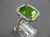 7.9CT DIAMOND & AAA PERIDOT 14KT WHITE GOLD EMERALD CUT & ROUND ENGAGEMENT RING