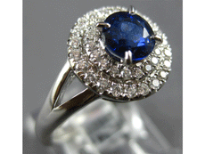 1.27CT DIAMOND & AAA SAPPHIRE 18KT WHITE GOLD ROUND DOUBLE HALO ENGAGEMENT RING