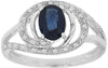 1.08CT DIAMOND & AAA SAPPHIRE 14KT WHITE GOLD OVAL & ROUND CRISS CROSS FUN RING