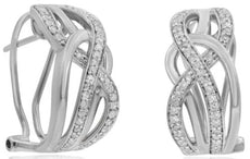 .40CT DIAMOND 14K WHITE GOLD MULTI ROW CRISS CROSS CLIP ON LOVE HANGING EARRINGS