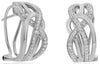 .40CT DIAMOND 14K WHITE GOLD MULTI ROW CRISS CROSS CLIP ON LOVE HANGING EARRINGS