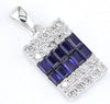 1.5CT DIAMOND & AAA SAPPHIRE 14K WHITE GOLD EMERALD CUT & ROUND FLOATING PENDANT