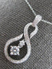 LARGE .52CT DIAMOND 18KT WHITE GOLD SOLITAIRE INFINITY LOVE FUN FLOATING PENDANT