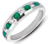 ESTATE .67CT DIAMOND & AAA EMERALD 14K WHITE GOLD ROUND CLASSIC CHANNEL FUN RING
