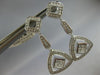 LARGE .96CT DIAMOND 18KT WHITE GOLD ROUND & PRINCESS TRIANGULAR HANGING EARRINGS