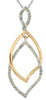ESTATE .25CT DIAMOND 14K 2 TONE GOLD MULTI LEAF CRISS CROSS FUN FLOATING PENDANT