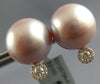 LARGE .18CT DIAMOND & AAA PINK SOUTH SEA PEARL 18KT ROSE GOLD HALO STUD EARRINGS