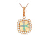 2.07CT DIAMOND & AAA OPAL 14KT ROSE GOLD CUSHION & ROUND FLORAL FLOATING PENDANT