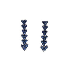 2.47CT AAA SAPPHIRE 18KT WHITE GOLD ROUND TRIANGULAR GRADUATING HANGING EARRINGS