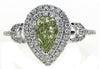 1.23CT WHITE & FANCY COLOR DIAMOND 18KT WHITE GOLD 3D PEAR SHAPE ENGAGEMENT RING