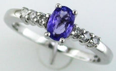 .54CT DIAMOND & AAA TANZANITE 14KT WHITE GOLD CLASSIC OVAL & ROUND PROMISE RING