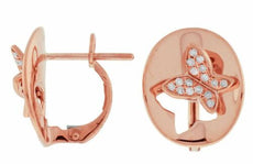 ESTATE .15CT DIAMOND 14KT ROSE GOLD 3D DOUBLE BUTTERFLY OVAL CLIP ON EARRINGS