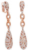 LARGE 4.25CT DIAMOND 18KT ROSE GOLD 3D OPEN FILIGREE TEAR DROP CLIP ON EARRINGS