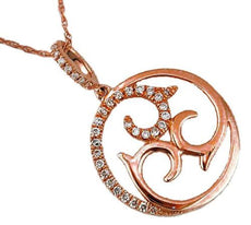ESTATE .20CT DIAMOND 14KT ROSE GOLD CLASSIC ROUND OPEN FILIGREE FLOATING PENDANT