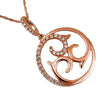 ESTATE .20CT DIAMOND 14KT ROSE GOLD CLASSIC ROUND OPEN FILIGREE FLOATING PENDANT