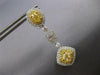 LARGE 4.08CT WHITE & FANCY YELLOW DIAMOND 18K 2 TONE GOLD OVAL HANGING EARRINGS