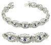 3.36CT DIAMOND & AAA SAPPHIRE 14KT WHITE GOLD 3D STAR FILIGREE TENNIS BRACELET