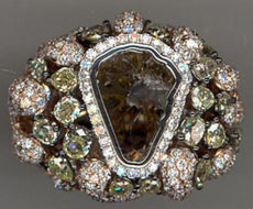 6.73CT WHITE & MULTI COLOR SLICED DIAMOND 18KT ROSE GOLD 3D TRIANGULAR FUN RING