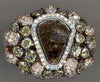 6.73CT WHITE & MULTI COLOR SLICED DIAMOND 18KT ROSE GOLD 3D TRIANGULAR FUN RING