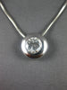 LARGE .61CT DIAMOND 18KT WHITE GOLD ROUND BEZEL FLOATING PENDANT NECKLACE #27243