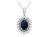 1.07CT DIAMOND & AAA SAPPHIRE 14KT WHITE GOLD 3D OVAL FLOWER FLOATING PENDANT