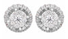 ESTATE .54CT DIAMOND 18K WHITE GOLD ROUND FLOWER HALO DIAMOND CUT STUD EARRINGS