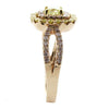 ESTATE 1.03CT WHITE & FANCY YELLOW DIAMOND 18K 2 TONE GOLD DOUBLE HALO LOVE RING