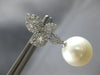 ESTATE LARGE 1.05CT DIAMOND & AAA SOUTH SEA PEARL 18K WHITE GOLD 3D MULTI LEAF EARRINGS