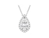 .41CT DIAMOND 14KT WHITE GOLD ROUND & BAGUETTE CLUSTER HALO TEAR DROP NECKLACE