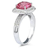 LARGE 2.81CT DIAMOND & AAA PINK TOPAZ 14K WHITE GOLD CUSHION & ROUND SQUARE RING