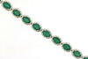 10.40CT DIAMOND & AAA EMERALD 14KT WHITE GOLD OVAL & ROUND HALO TENNIS BRACELET