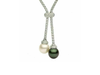 ESTATE .27CT DIAMOND AAA SOUTH SEA & TAHITIAN PEARL 18K WHITE GOLD LOVE NECKLACE