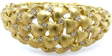 .90CT DIAMOND 18KT YELLOW GOLD 3D MATTE & SHINY TRIANGULAR CUFF BANGLE BRACELET