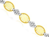 6.33CT DIAMOND & AAA OPAL 14KT 2 TONE GOLD 3D FILIGREE GEOMETRIC TENNIS BRACELET