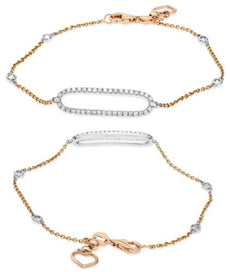 .39CT DIAMOND 14K WHITE & ROSE GOLD 3D BY THE YARD OPEN OVAL ADJUSTABLE BRACELET