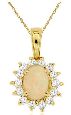 .80CT DIAMOND & AAA OPAL 14K YELLOW GOLD 3D OVAL & ROUND FLOWER FLOATING PENDANT