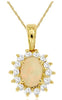.80CT DIAMOND & AAA OPAL 14K YELLOW GOLD 3D OVAL & ROUND FLOWER FLOATING PENDANT