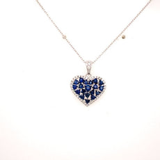 .80CT DIAMOND & AAA SAPPHIRE 18KT WHITE GOLD BY THE YARD LOVE FLOATING PENDANT