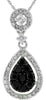.46CT WHITE & BLACK DIAMOND 14KT WHITE GOLD CLUSTER TEAR DROP FLOATING PENDANT