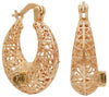 ESTATE AAA SMOKY TOPAZ 14KT YELLOW GOLD OPEN FILIGREE HOOP FUN HANGING EARRINGS