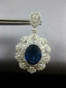 ESTATE EXTRA LARGE 10.13CT DIAMOND & AAA SAPPHIRE 18K WHITE GOLD FLOWER EARRINGS