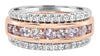 WIDE 1.38CT WHITE & PINK DIAMOND 18K ROSE GOLD 3D SEMI ETERNITY ANNIVERSARY RING
