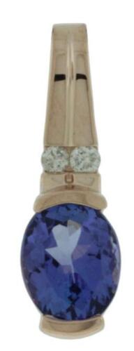 1.35CT DIAMOND & AAA TANZANITE 14KT ROSE GOLD OVAL & ROUND FUN FLOATING PENDANT