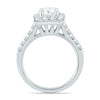ESTATE 1.63CT DIAMOND 14KT WHITE GOLD CLASSIC ROUND SQUARE HALO ENGAGEMENT RING