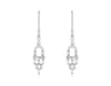 ESTATE .50CT DIAMOND 14K WHITE GOLD ROUND & BAGUETTE CHANDELIER HANGING EARRINGS
