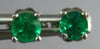 ESTATE .40CT AAA EMERALD 14KT WHITE GOLD 3D ROUND SOLITAIRE STUD EARRINGS #27706